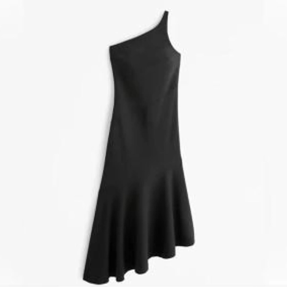 Abercrombie One-Shoulder Black Asymmetric Hem Dress